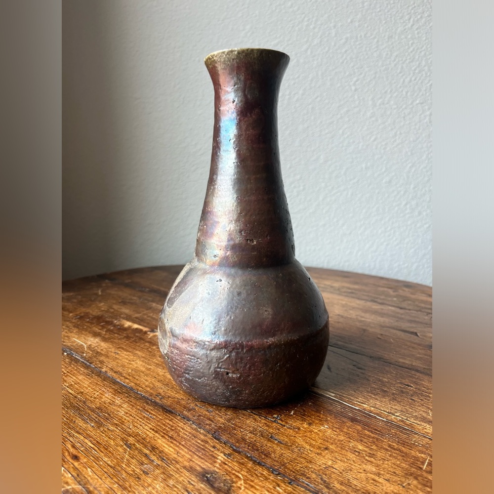 Studio Pottery Bottle Shaped Vessel/Vase 9”